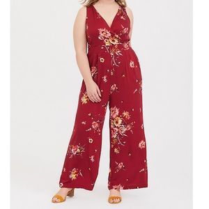 Torrid Red Floral Jumpsuit 3x